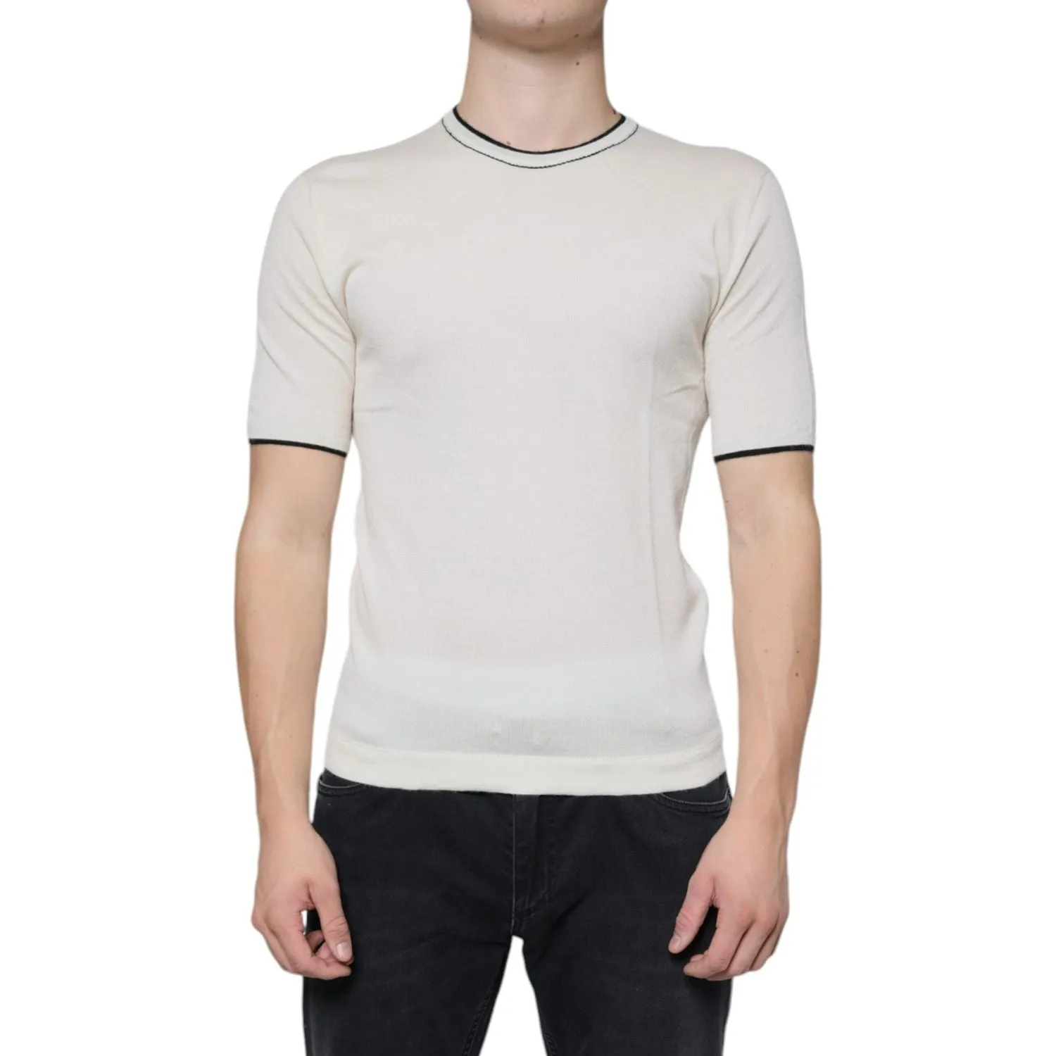 Dolce & Gabbana Off White Cashmere Short Sleeves T-shirt