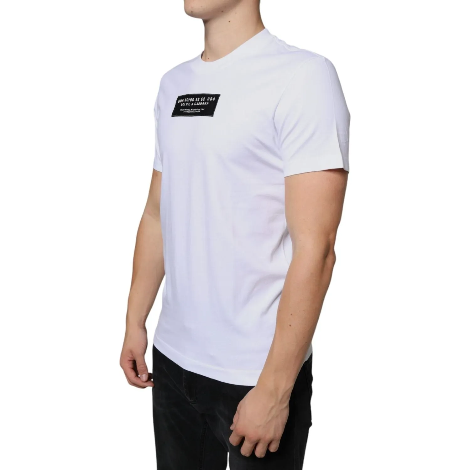 Dolce & Gabbana White Cotton DG Applique Casual T-shirt