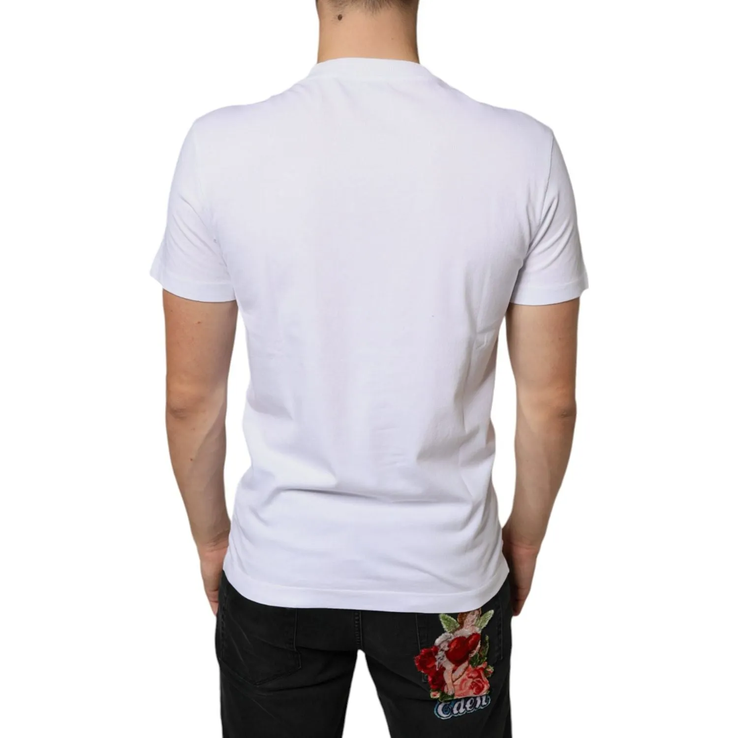 Dolce & Gabbana White Cotton DG Applique Casual T-shirt