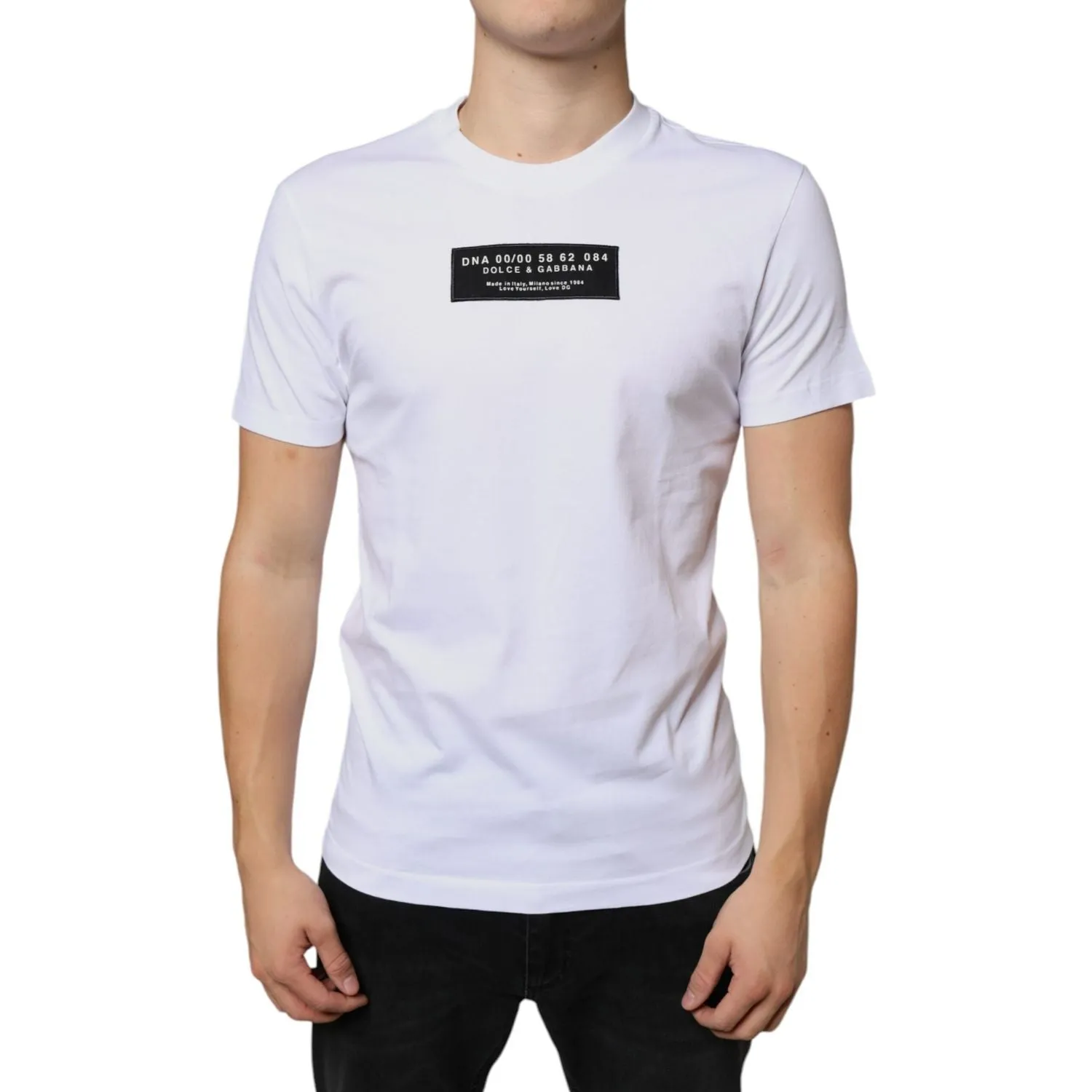 Dolce & Gabbana White Cotton DG Applique Casual T-shirt