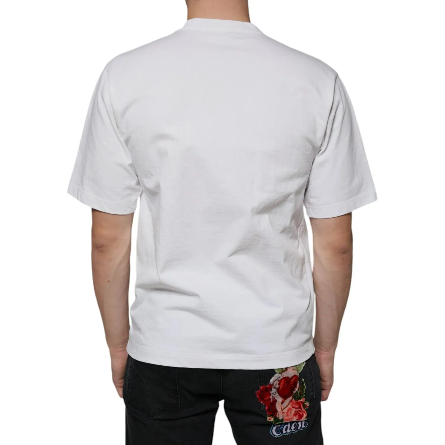 Dolce & Gabbana White Cotton DG Logo Print Casual T-shirt