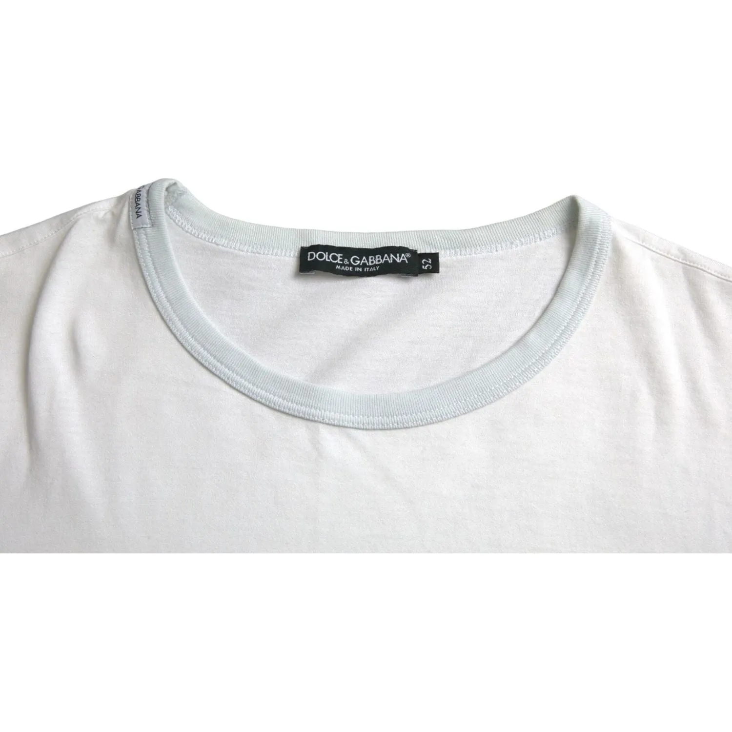 Dolce & Gabbana White Cotton Round Neck Short Sleeve T-shirt