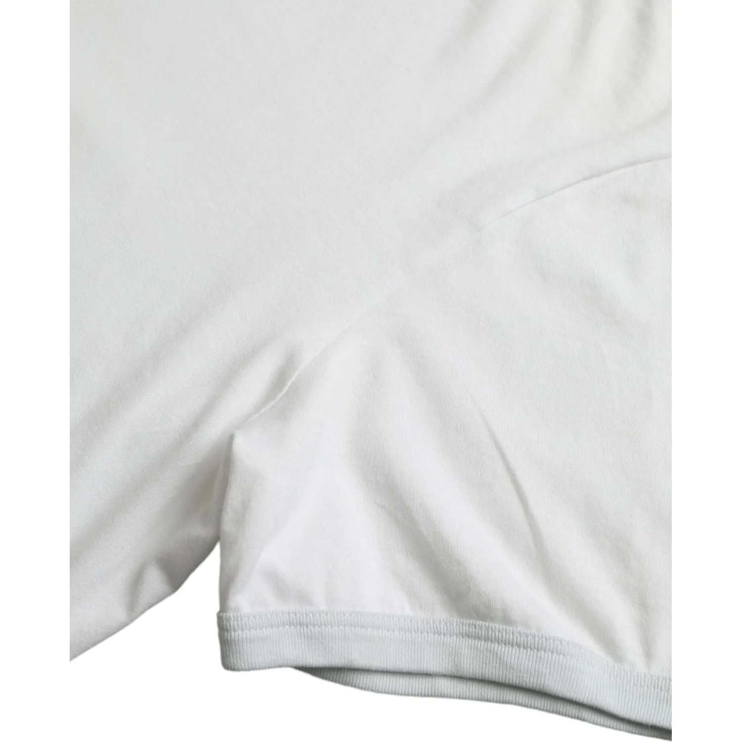 Dolce & Gabbana White Cotton Round Neck Short Sleeve T-shirt