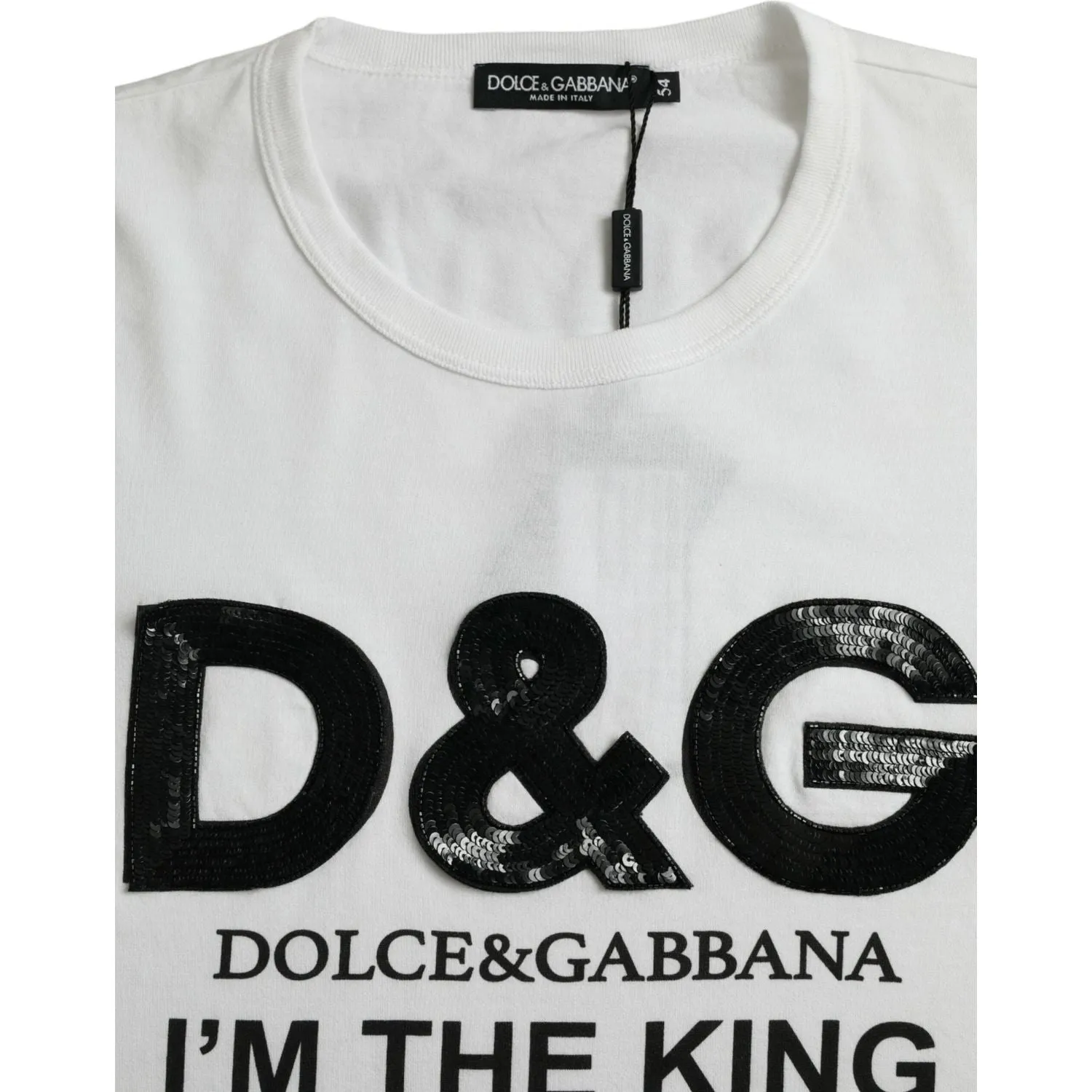 Dolce & Gabbana White D&G King Print Cotton Crewneck T-shirt