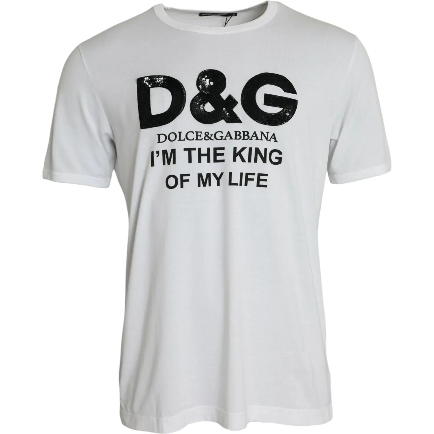 Dolce & Gabbana White D&G King Print Cotton Crewneck T-shirt