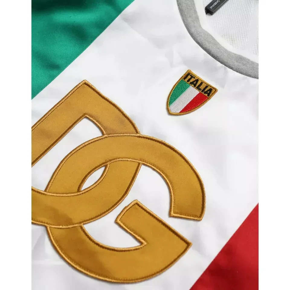 Dolce & Gabbana White Green Sleeveless Top Italian Flag Basket T-shirt