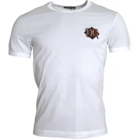 Dolce & Gabbana White Logo Embroidery Short Sleeve T-shirt