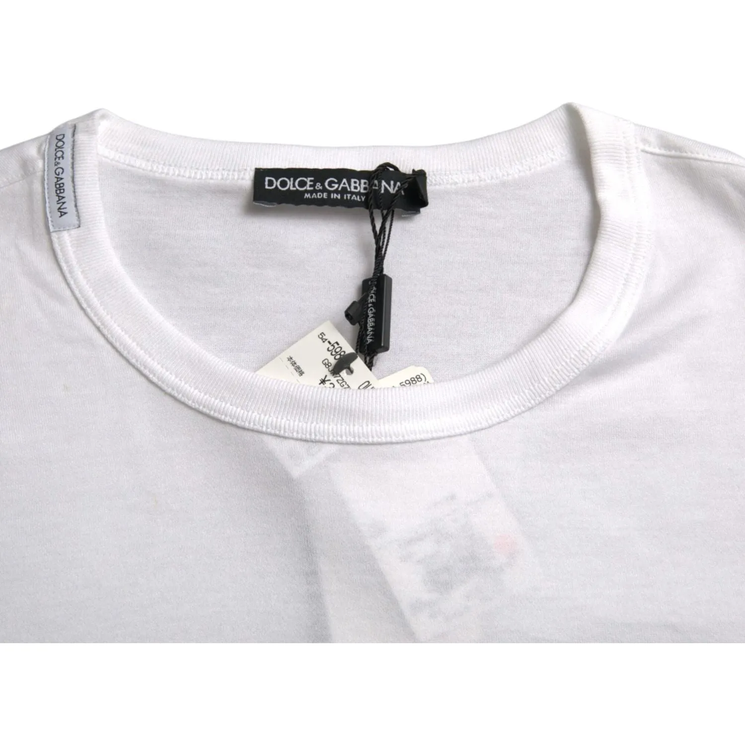 Dolce & Gabbana White Logo Embroidery Short Sleeve T-shirt