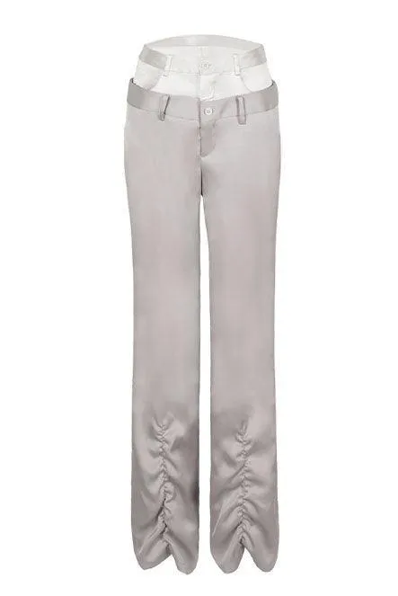 Double Waistband Flared Trousers