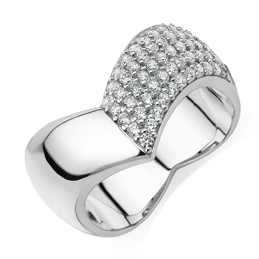 Dress ring with 0.55 carats* of diamond simulants in sterling silver