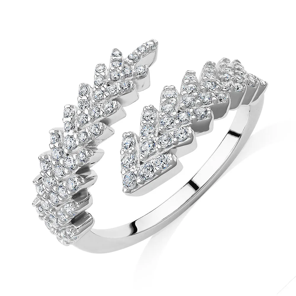 Dress ring with 0.58 carats* of diamond simulants in sterling silver