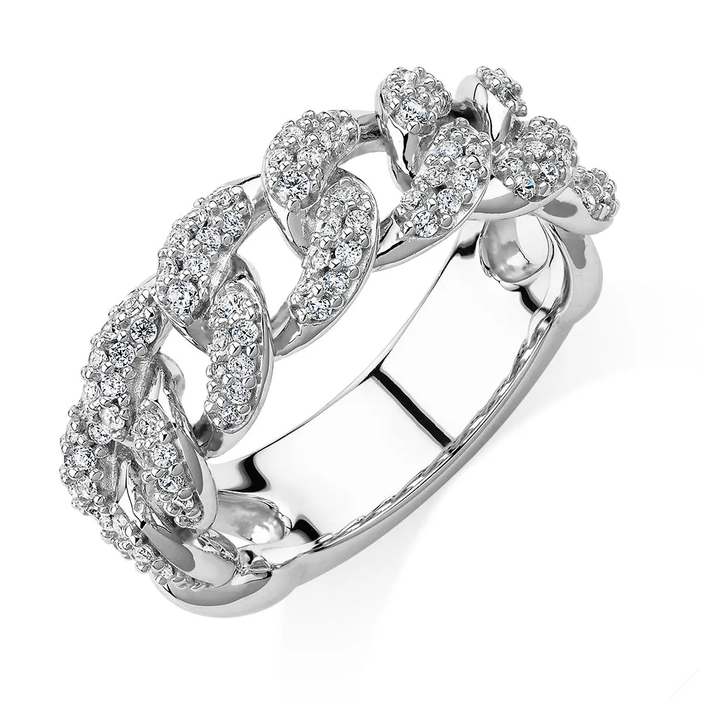 Dress ring with 0.62 carats* of diamond simulants in sterling silver