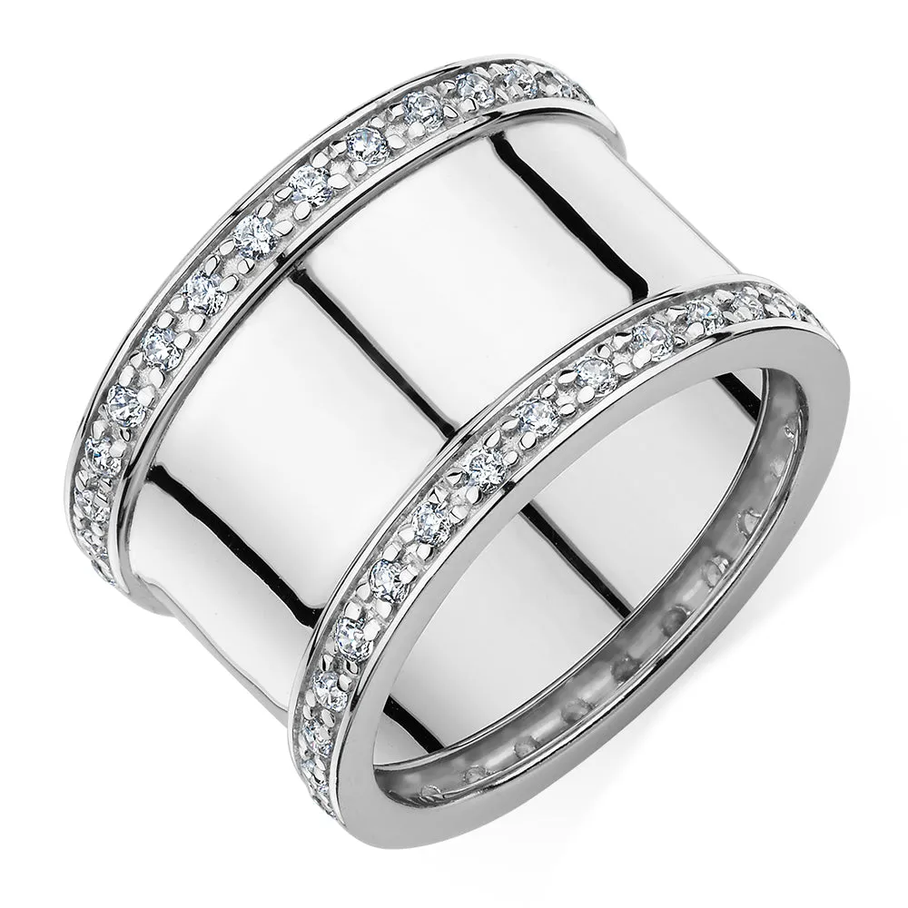 Dress ring with 0.9 carats* of diamond simulants in sterling silver