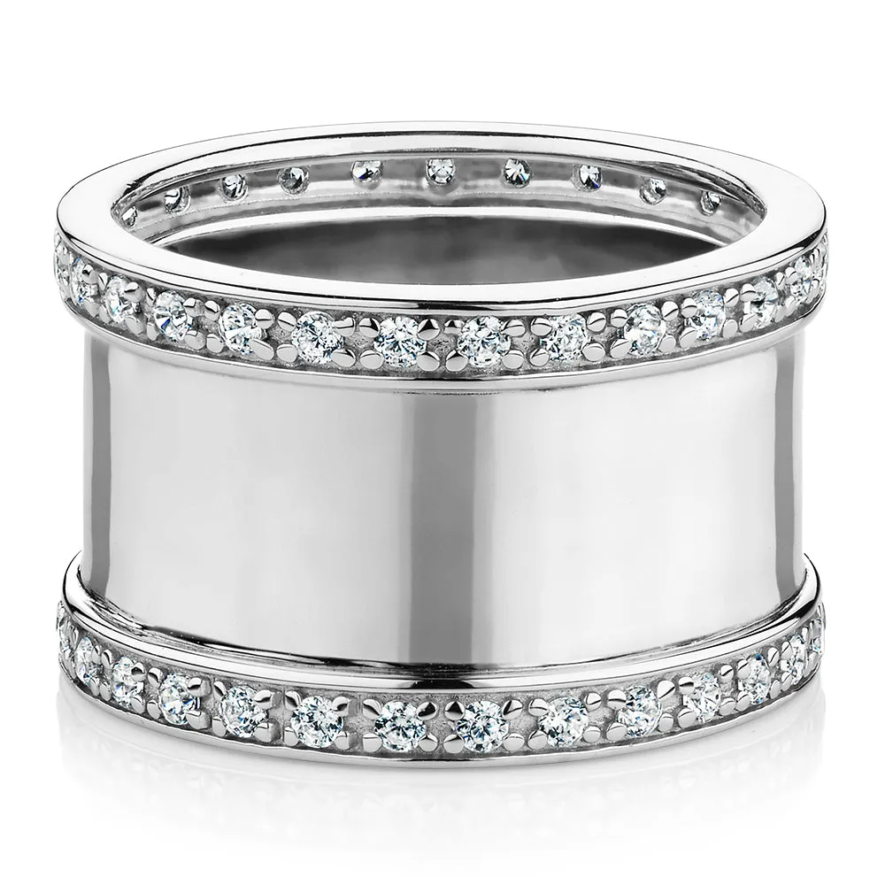 Dress ring with 0.9 carats* of diamond simulants in sterling silver