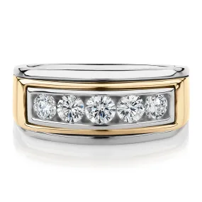 Dress ring with 1.01 carats* of diamond simulants in 10 carat yellow gold and sterling silver