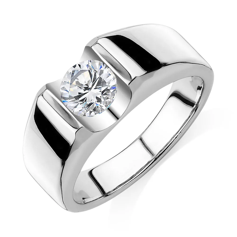 Dress ring with 1.03 carats* of diamond simulants in sterling silver