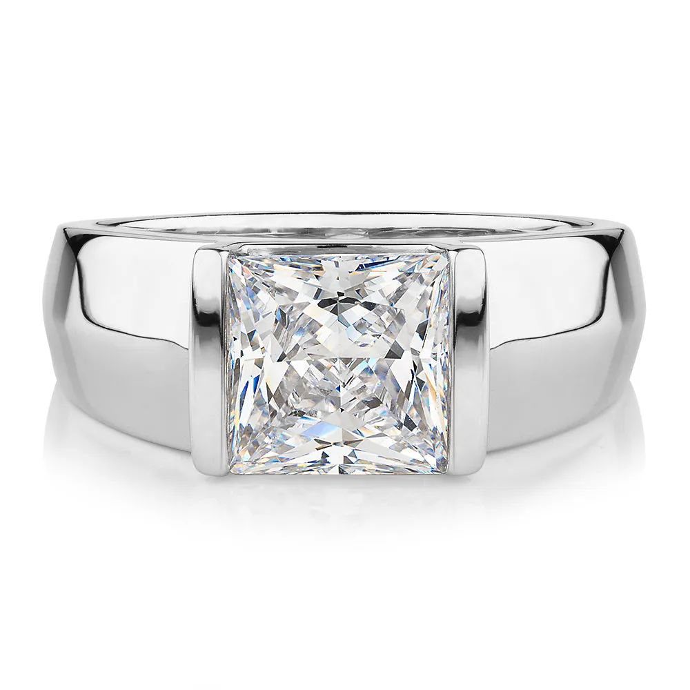 Dress ring with 3.67 carats* of diamond simulants in sterling silver