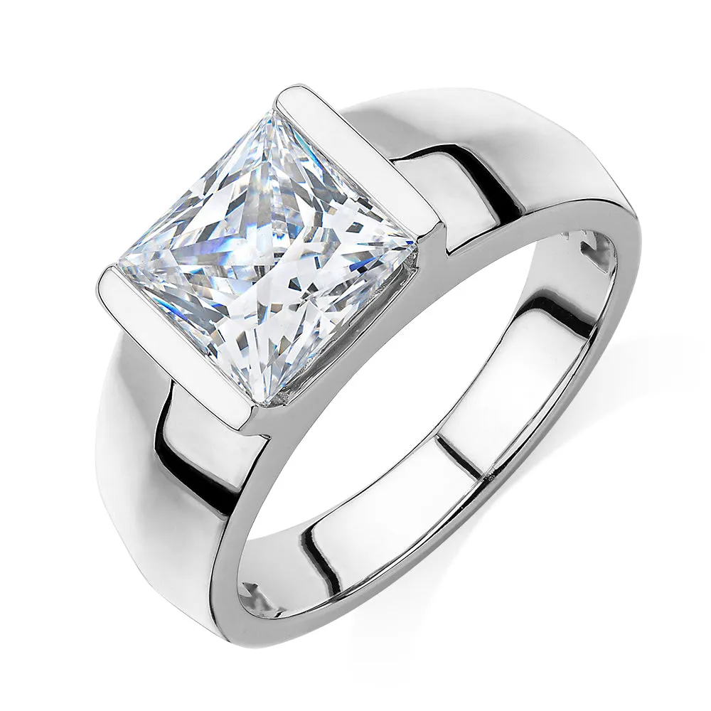 Dress ring with 3.67 carats* of diamond simulants in sterling silver