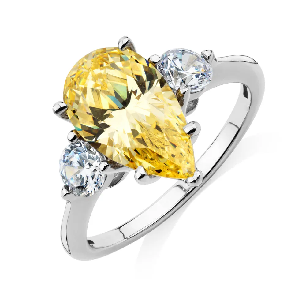 Dress ring with 4.19 carats* of diamond simulants in sterling silver