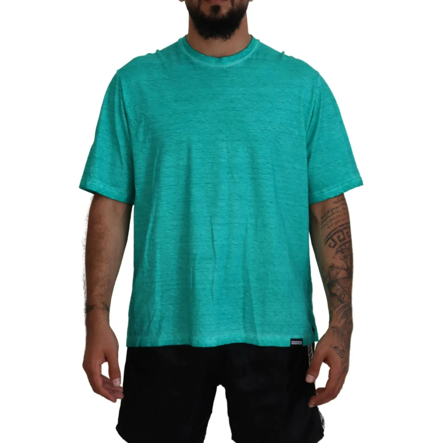 Dsquared² Light Green Cotton Linen Short Sleeves T-shirt