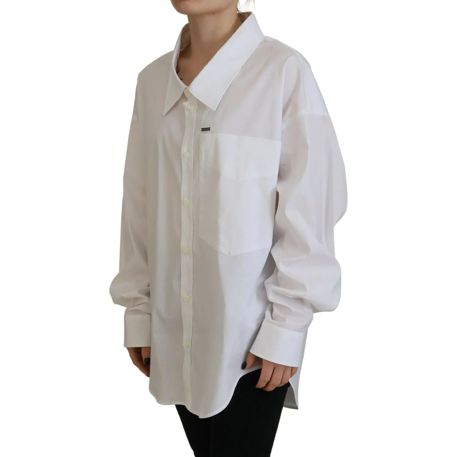 Dsquared² White Cotton Button Down Collared Dress Shirt Top