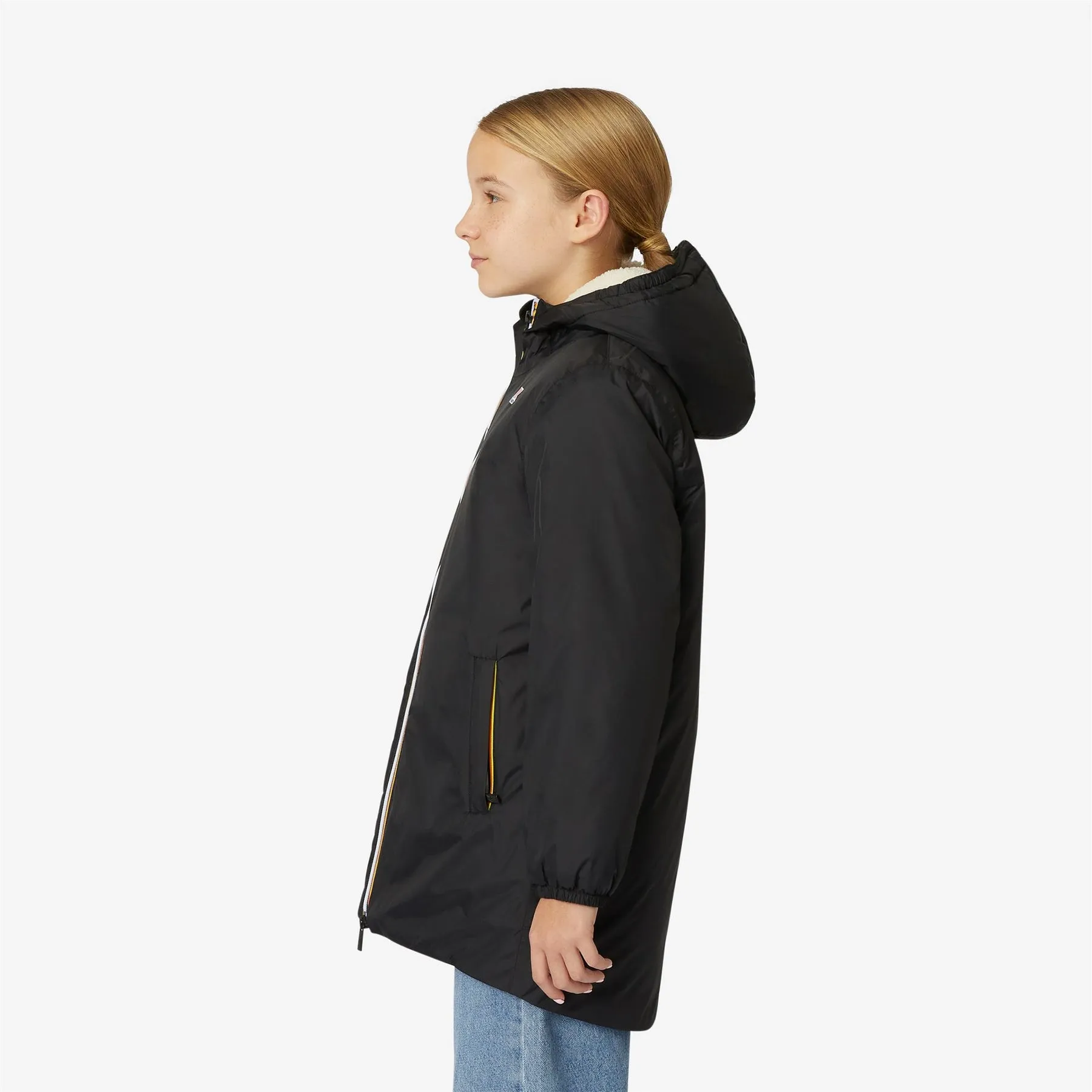 Eiffel Orsetto - Kids Sherpa Lined Waterproof Jacket in Ecru - Black Pure