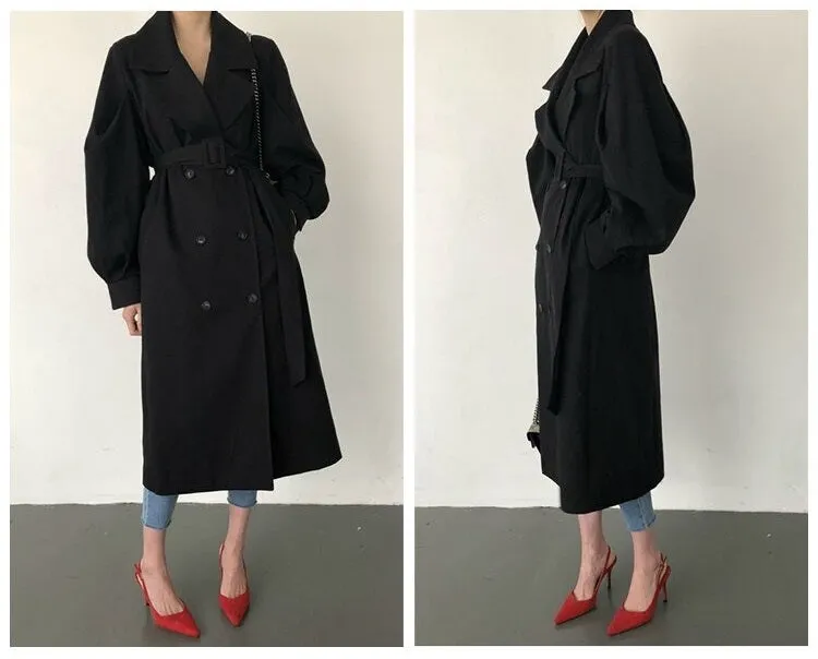 Fall /Autumn Casual Vintage Double Breasted Simple Classic Long Trench Coat