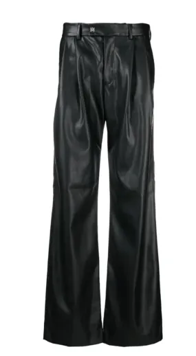 FAUX-LEATHER FLARED TROUSERS