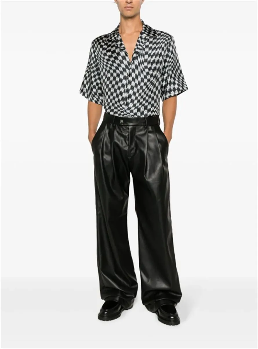 FAUX-LEATHER FLARED TROUSERS