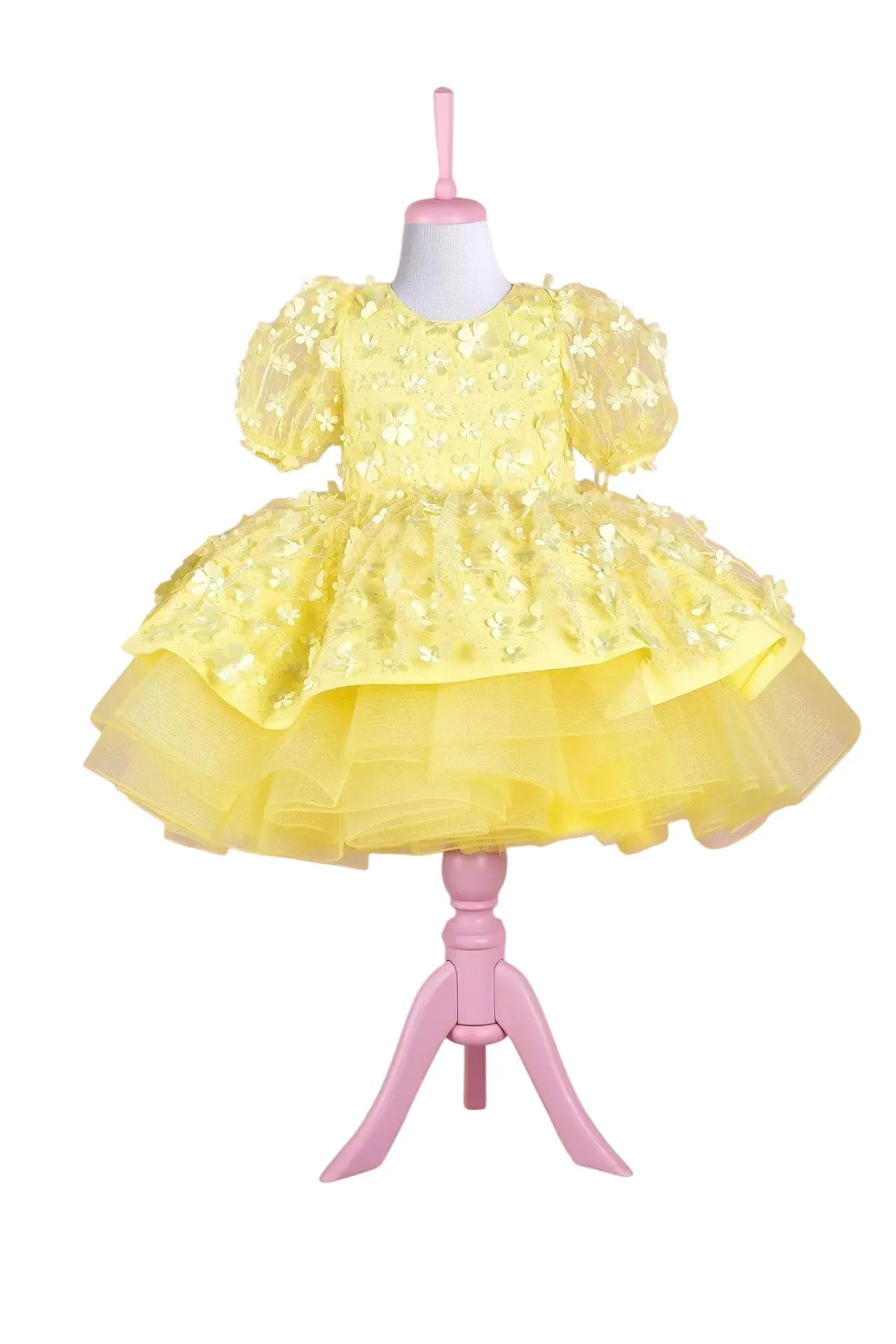 Fiona Yellow Party Dress - Layered