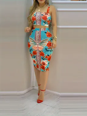 Floral Print Elegant Skirt Suit – Chic Formal &amp; Office Wear