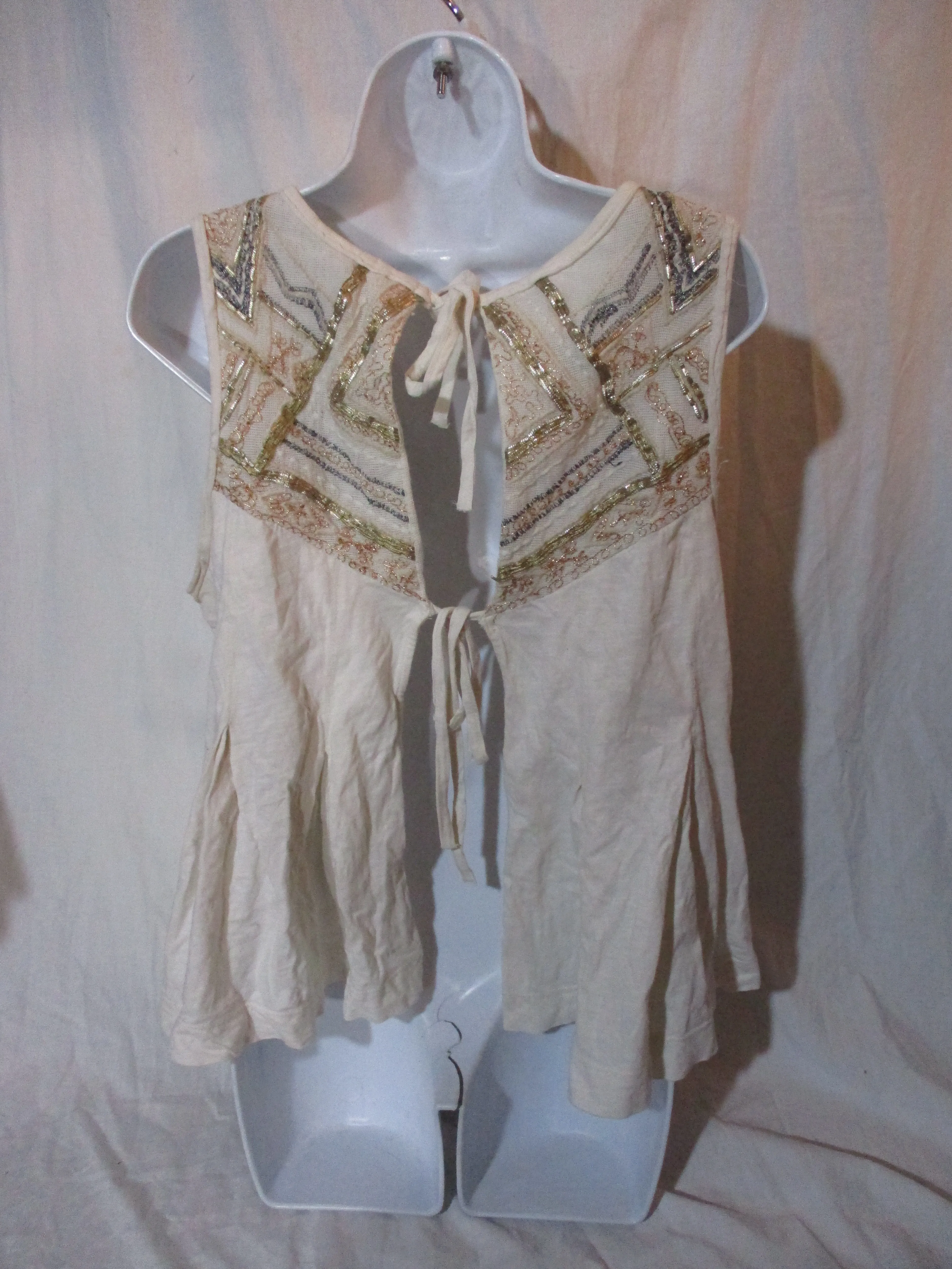 FREE PEOPLE Boho Embroidered Blouse Top Shirt M Victorian Hippie