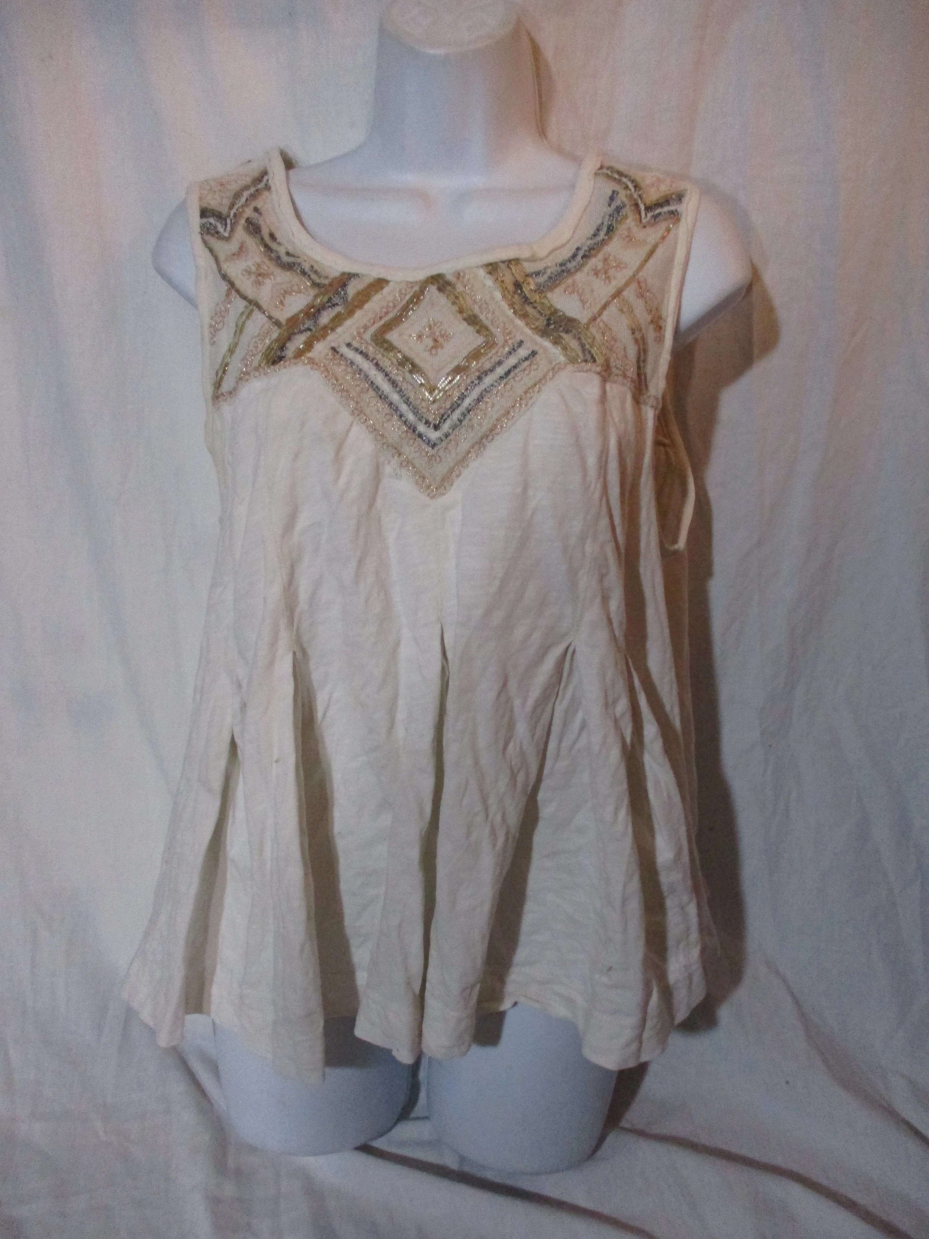 FREE PEOPLE Boho Embroidered Blouse Top Shirt M Victorian Hippie