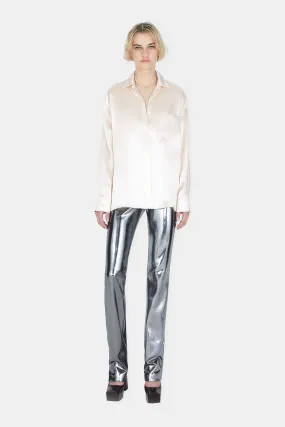 Galvanized High Waisted Trousers - Silver