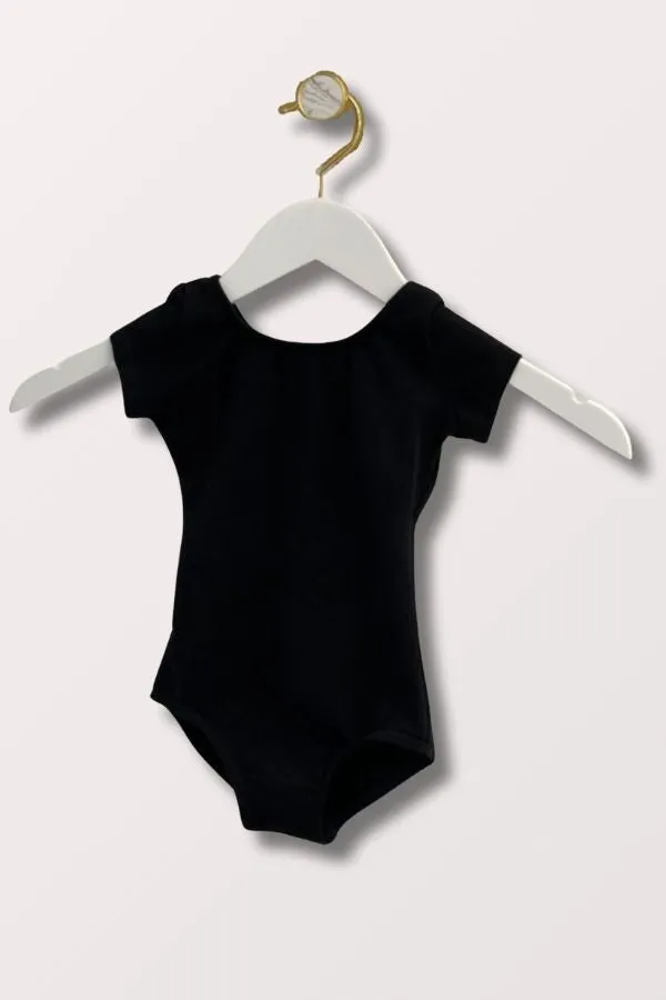 Girls Cotton Short Sleeve Leotard- Black