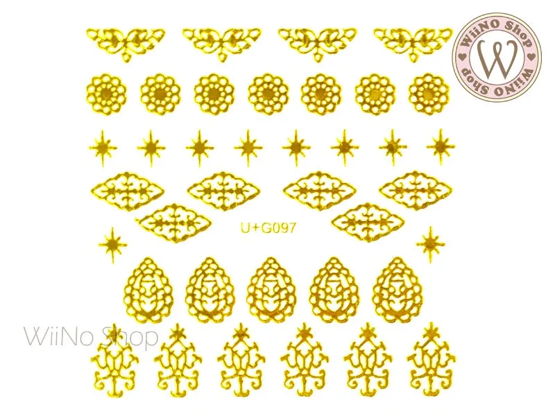 Gold Vintage Pattern Adhesive Nail Art Sticker - 1 pc (U G097)