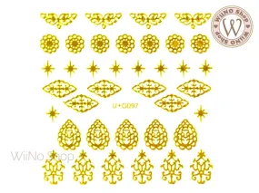 Gold Vintage Pattern Adhesive Nail Art Sticker - 1 pc (U G097)