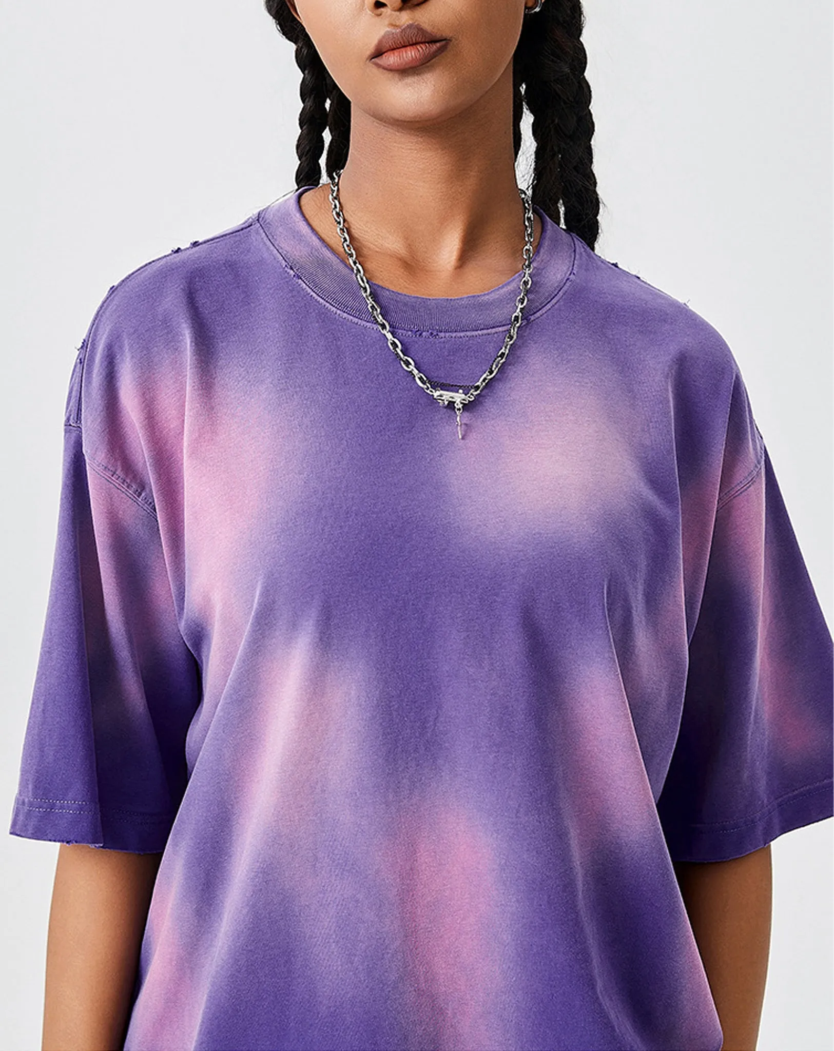 Gradient Color Spray Paint Washed T-shirt