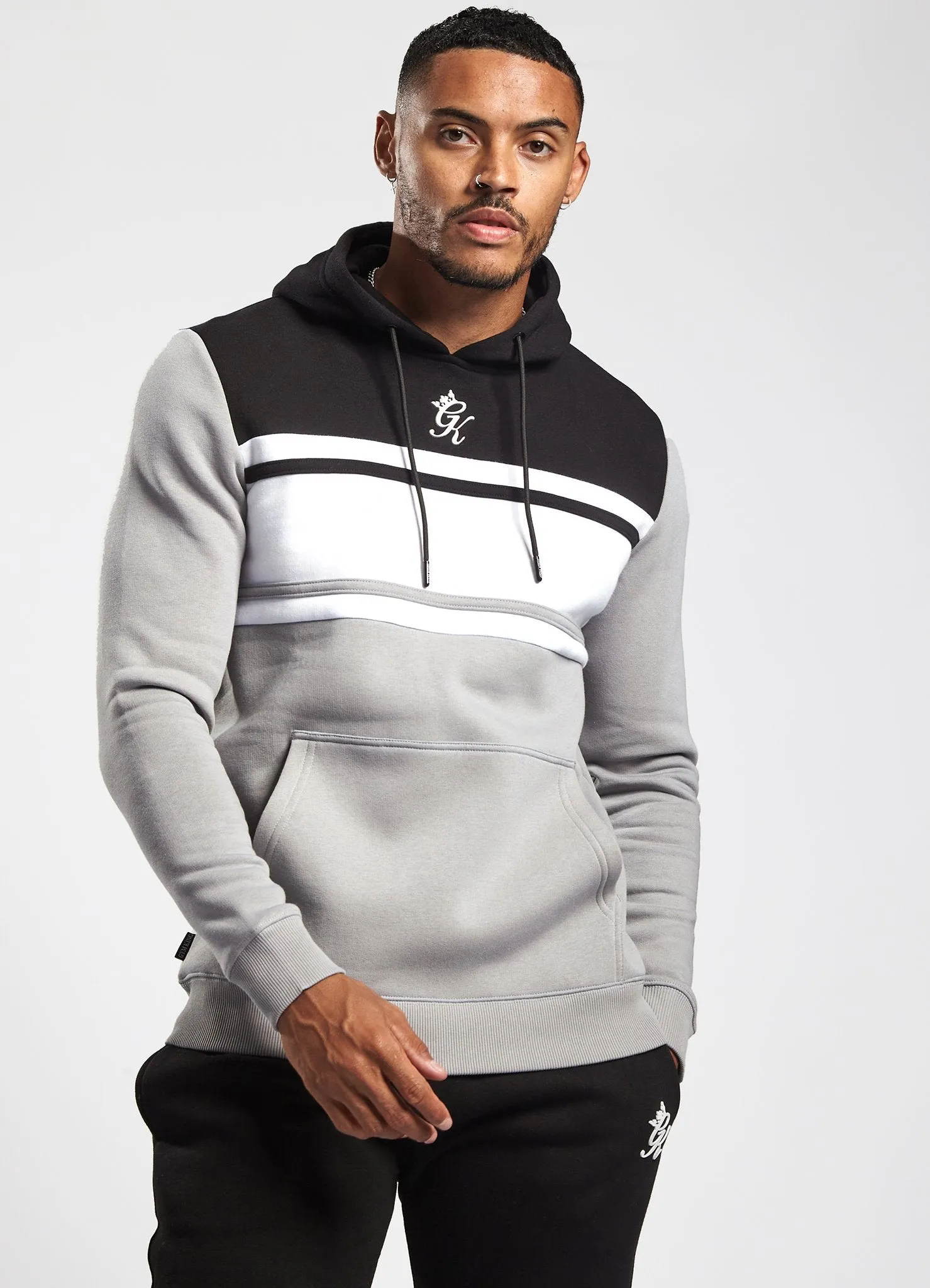 Gym King Jasper Overhead Hoodie - Black/Silver Grey