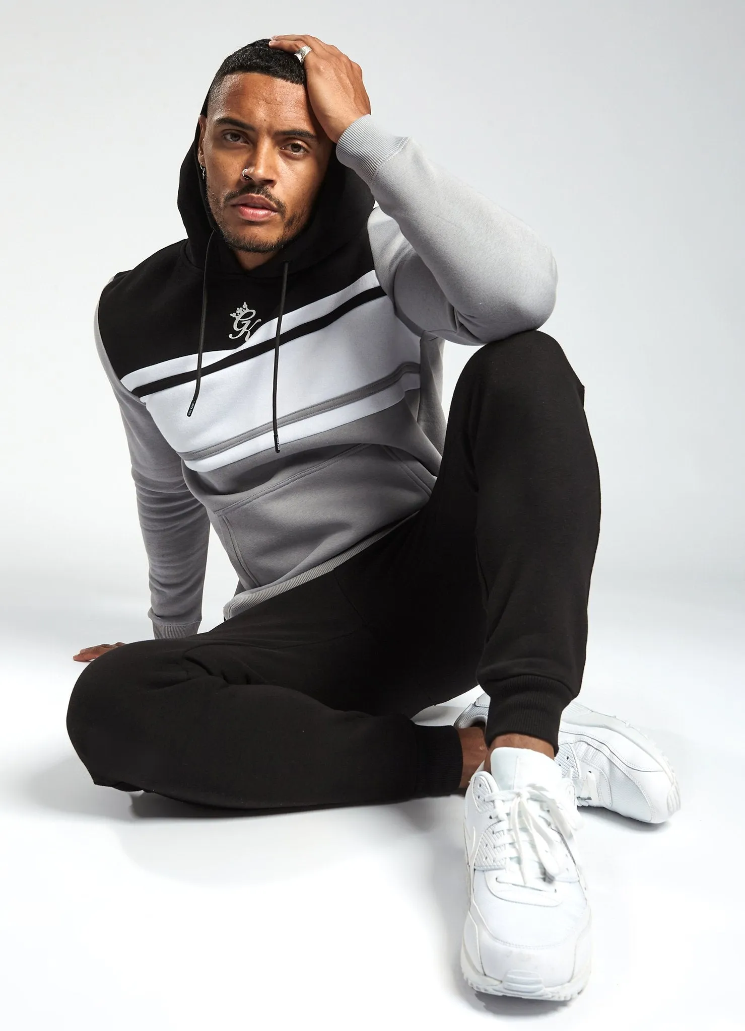 Gym King Jasper Overhead Hoodie - Black/Silver Grey