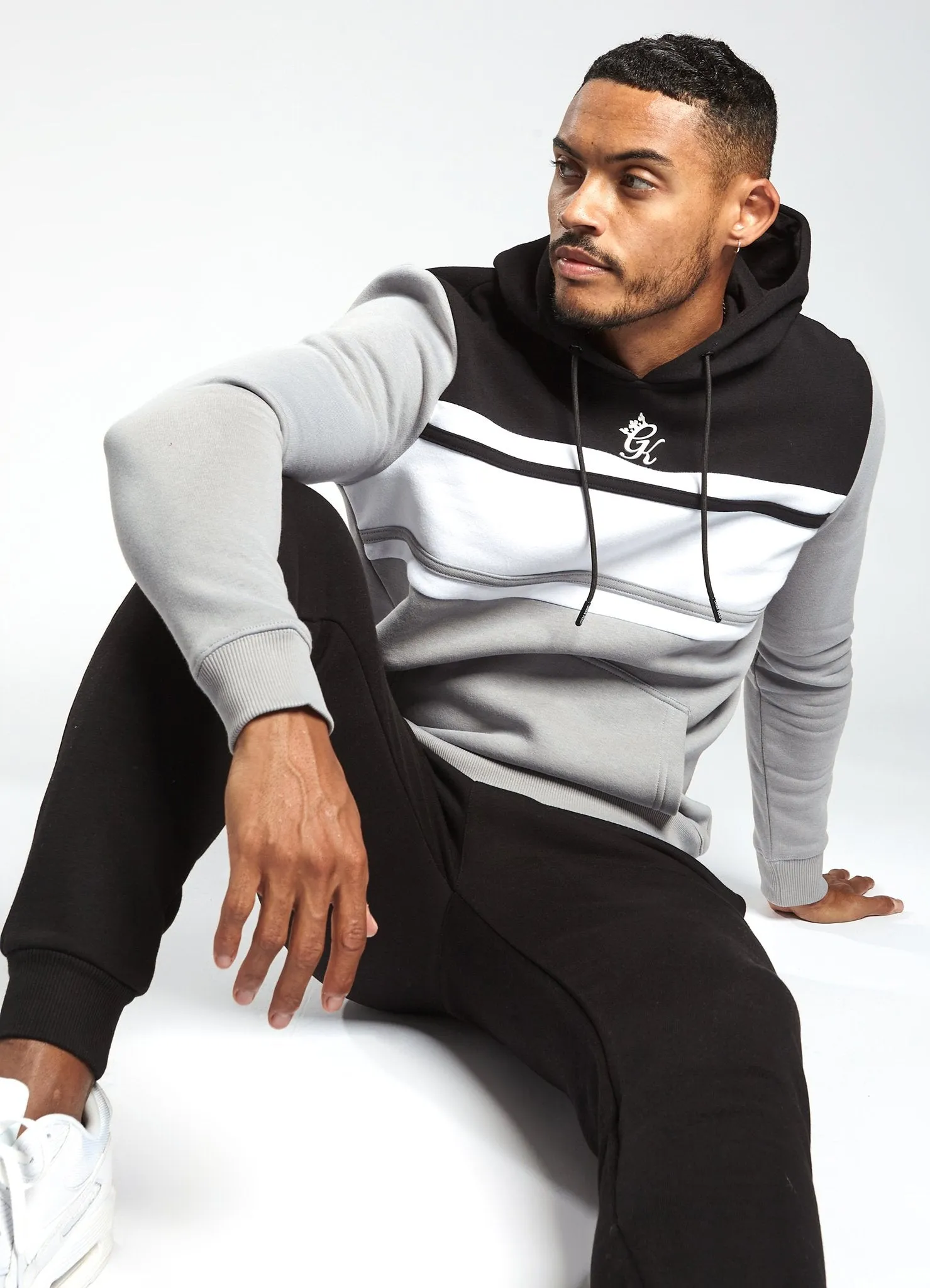 Gym King Jasper Overhead Hoodie - Black/Silver Grey