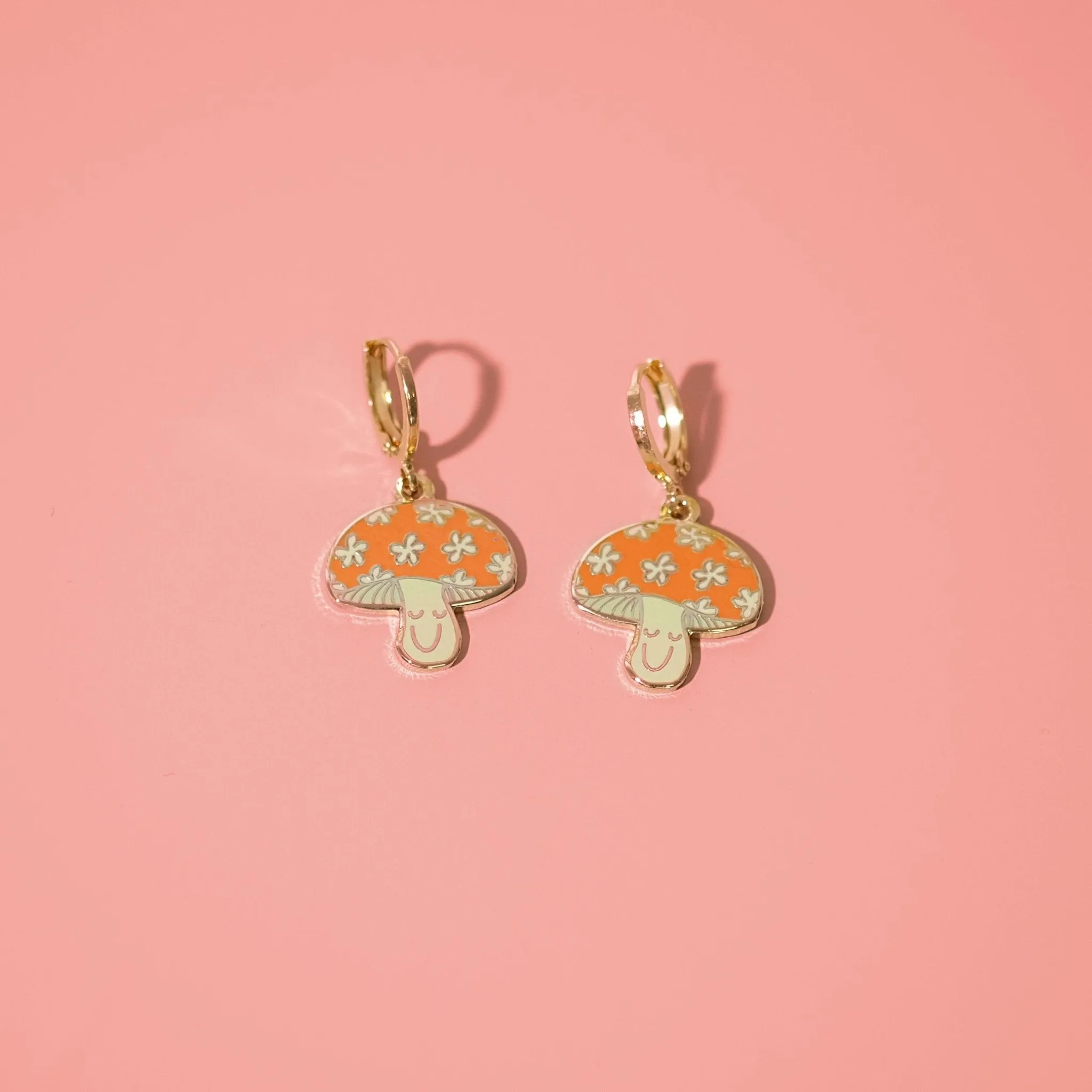 Happy Mushroom Huggie Hoop Earrings