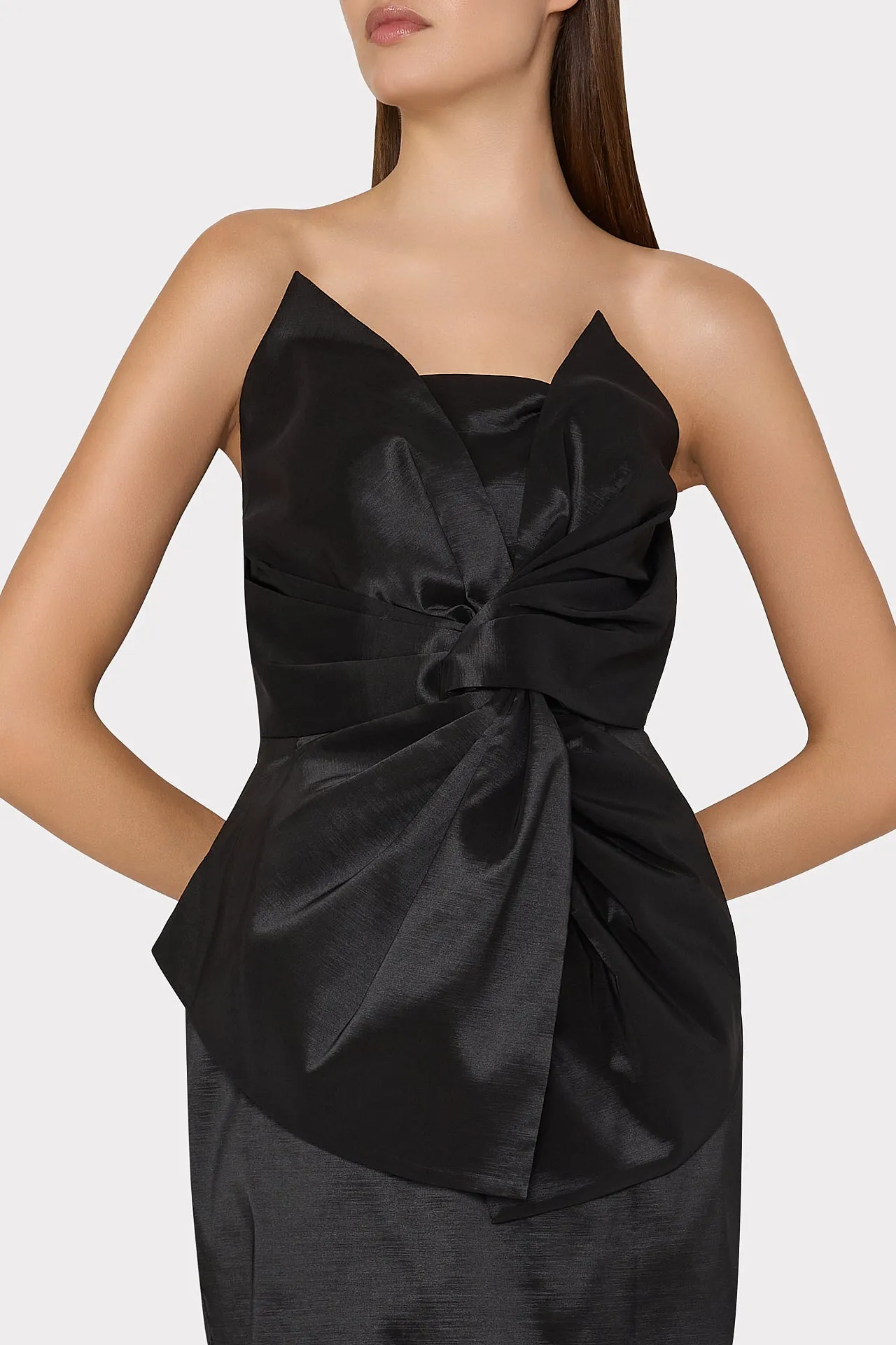 Harlow Bow Taffeta Strapless Dress