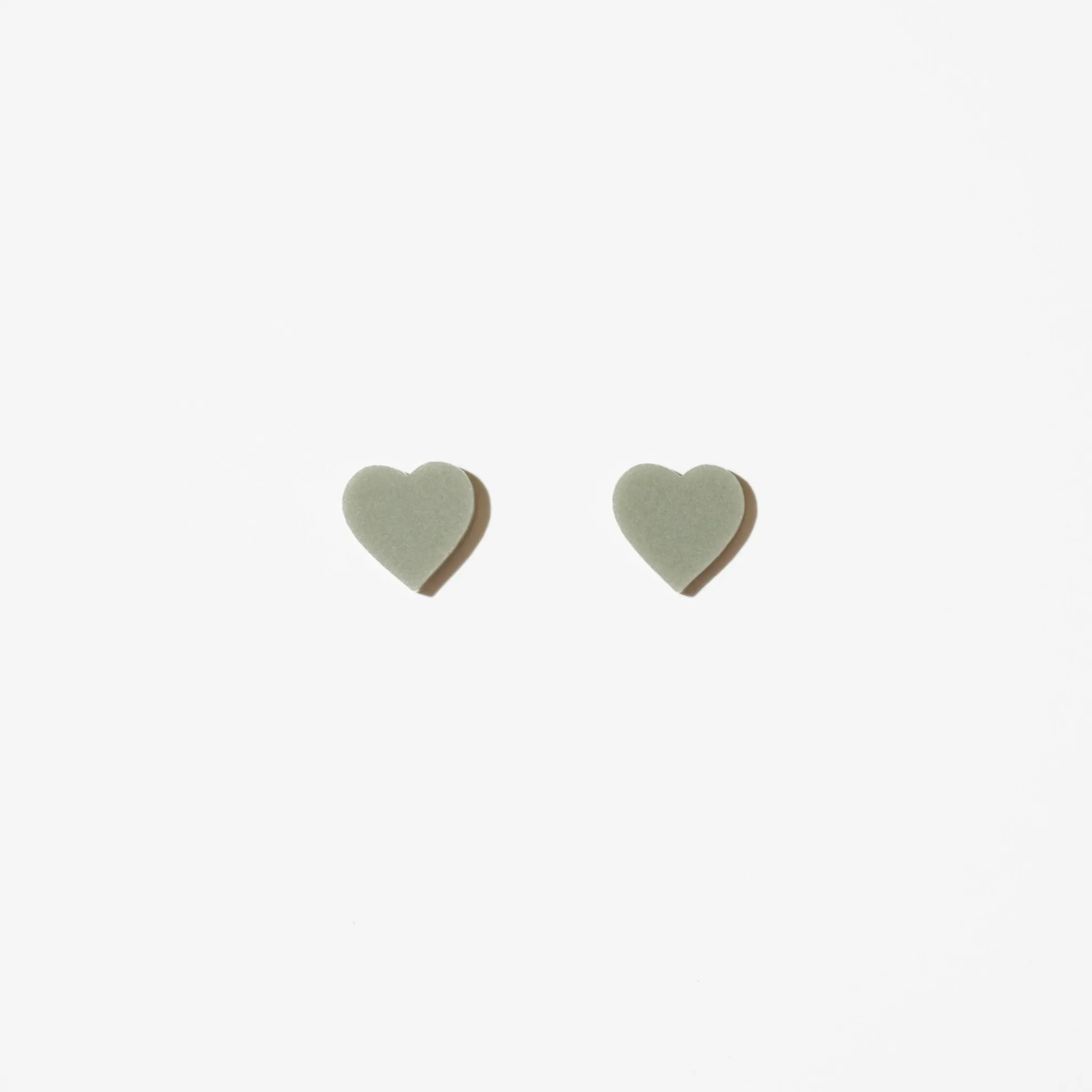 Heart Stud Earrings - Sage