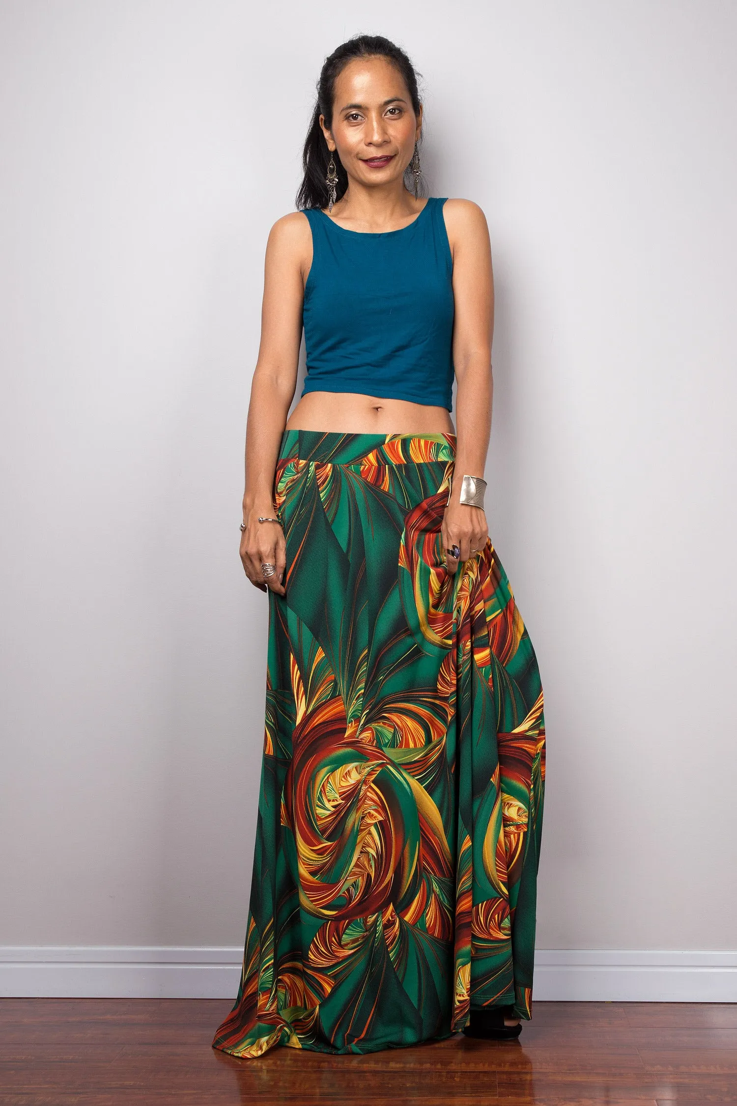 High waist skirt | Tropical maxi skirt | Floor length women's skirt