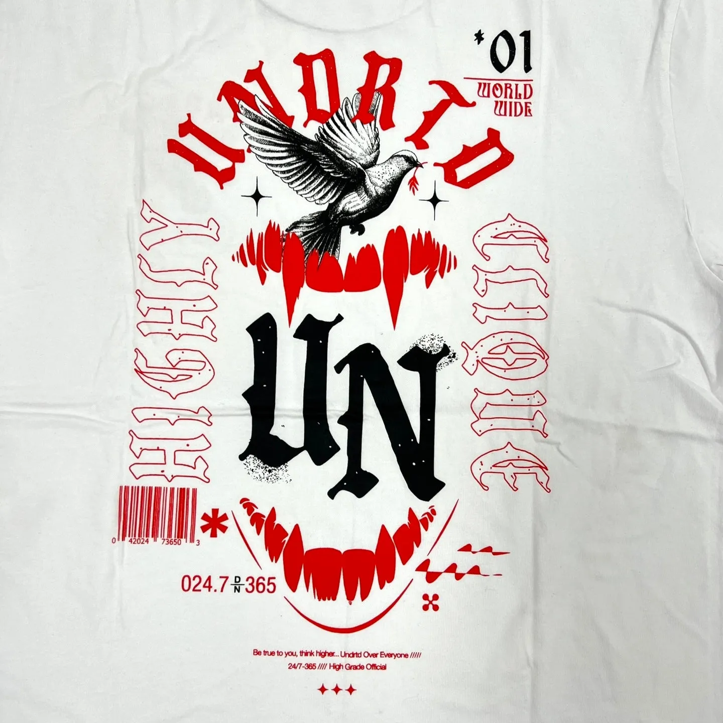 HIGHLY UNDRTD CLIQUE Washed Vintage Graphic T-Shirt - White