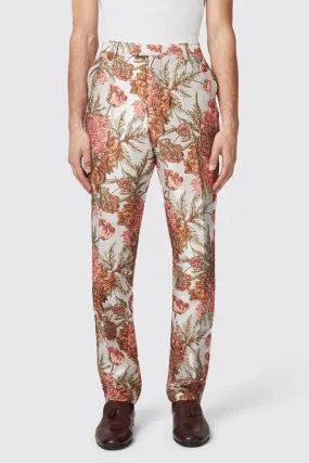 Hirshfield Floral Pink Silver Jacquard Trouser - ARCHIVE