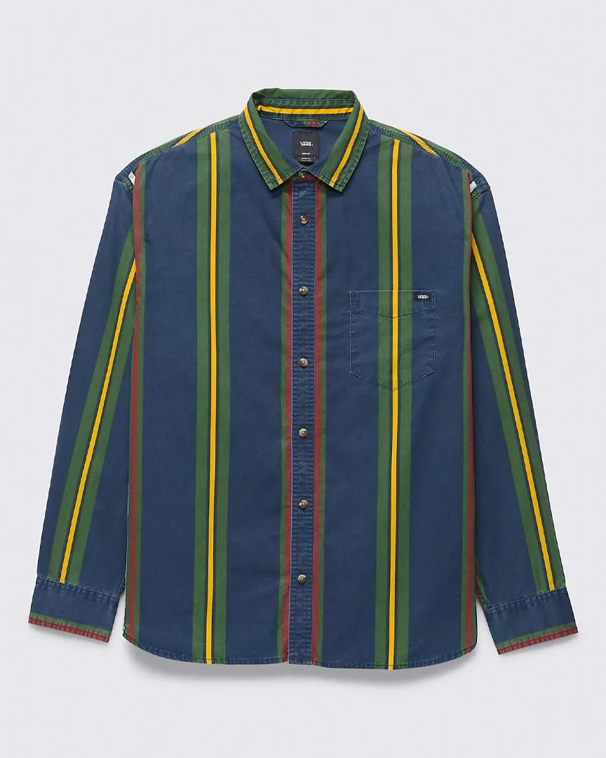 Kane Striped Vintage Wash Buttondown Shirt - Dress Blue