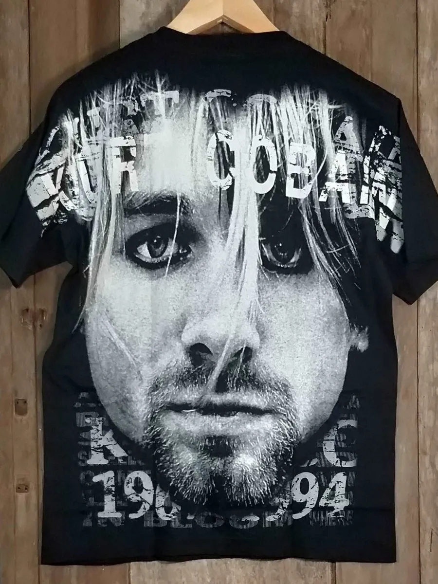 KURT COBAIN NIRVANA Men's Large Short Sleeve 100% Cotton New Vintage Band T Shirt