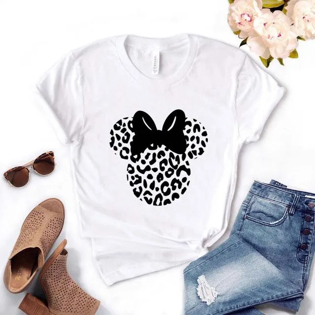 leopard mouse head Print Women Tshirts Cotton Casual Funny t Shirt For Lady  Top Tee Hipster 6 Color Drop Ship FH-1